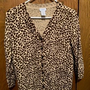 Animal printed button down sweater